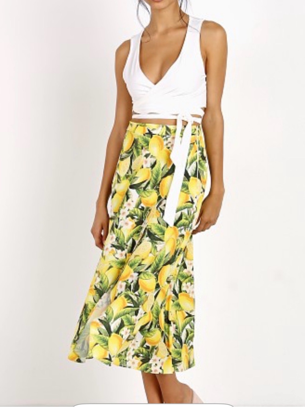 Show Me Your MuMu Yellow Lemon Print Maxi Skirt (mix30)